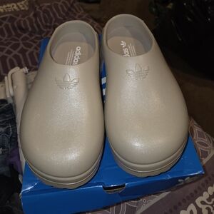 Adidas Cream Slip-On Clogs